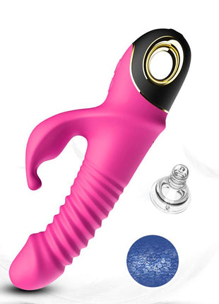 Vibrator with Thrusting and 360º Wiggling Pink