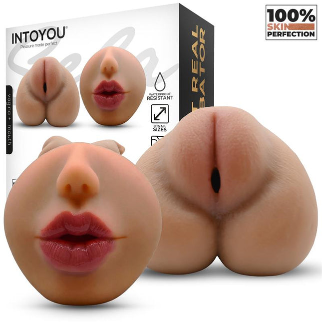 Sela realistic dual-orifice masturbator in soft TPE with mouth and vagina openings, 635g