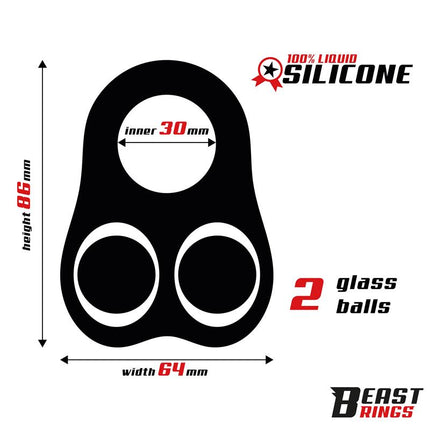 Penis Ring with Glass Balls Liquid Silicone 30 mm