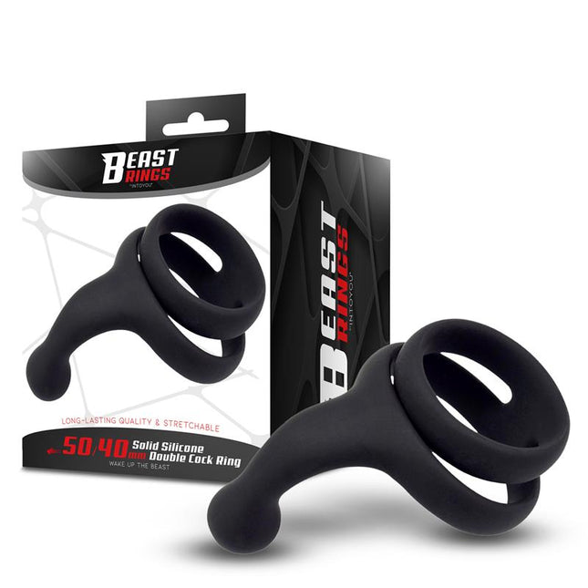 Double Penis Ring Solid Silicone 50 40 mm