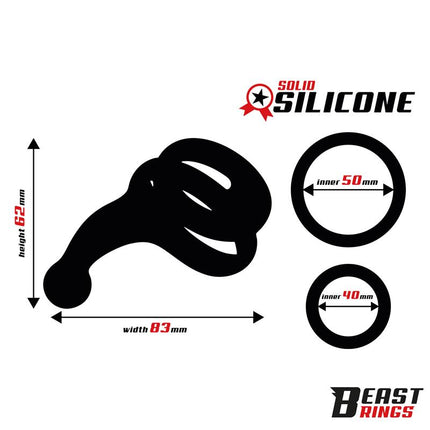 Double Penis Ring Solid Silicone 50 40 mm