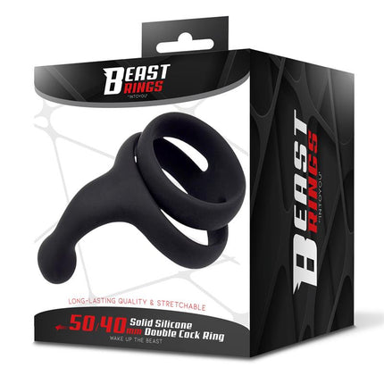 Double Penis Ring Solid Silicone 50 40 mm