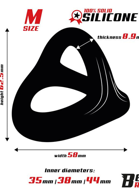 Triple Cock Ring Solid Silicone 44 38 35 mm Size M