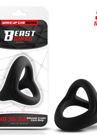 Triple Cock Ring Solid Silicone 40 35 32 mm Size S