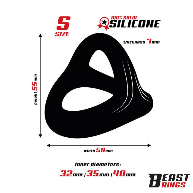 Triple Cock Ring Solid Silicone 40 35 32 mm Size S