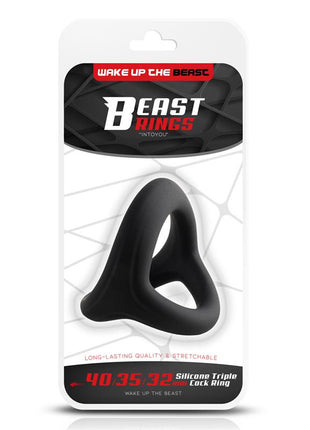 Triple Cock Ring Solid Silicone 40 35 32 mm Size S