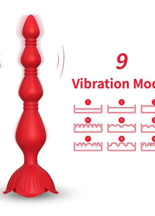 Vibrating Anal Beads with Rose Base