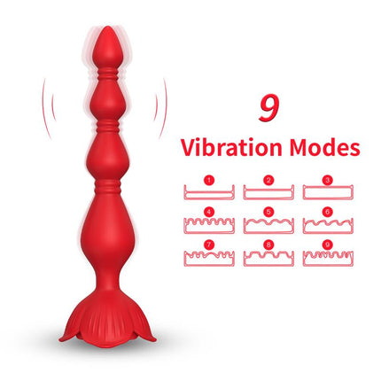 Vibrating Anal Beads with Rose Base