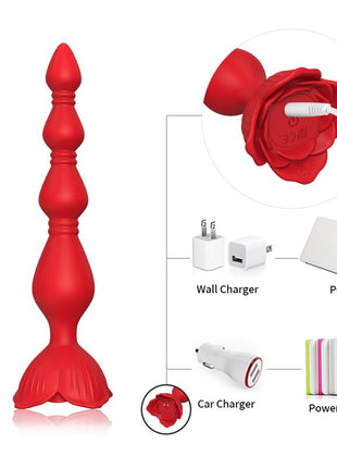 Vibrating Anal Beads with Rose Base