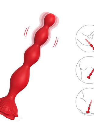 Vibrating Anal Beads with Rose Base