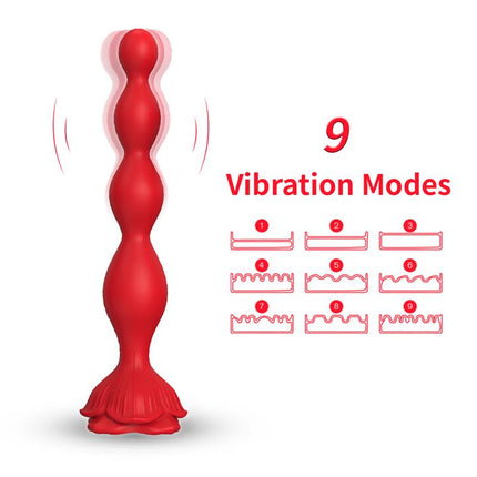 Vibrating Anal Beads with Rose Base