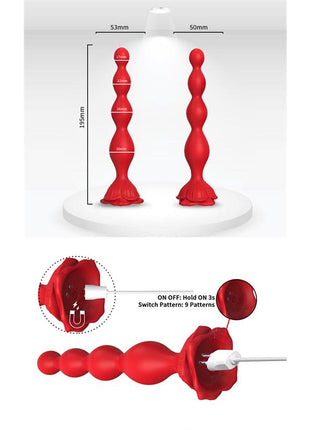 Vibrating Anal Beads with Rose Base