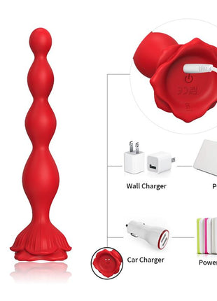 Vibrating Anal Beads with Rose Base