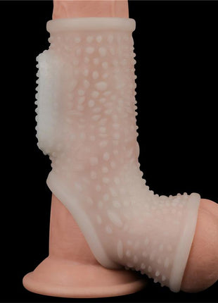 Penis and testicles sleeve with vibration Drip Knights