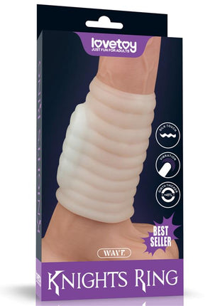 Vibrating Penis Sleeve Wave Knights in soft TPE with textured sleeve design and vibrating ring for added girth