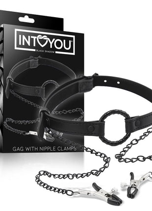 O Ring Gag and Nipple Clamps Vegan Leather
