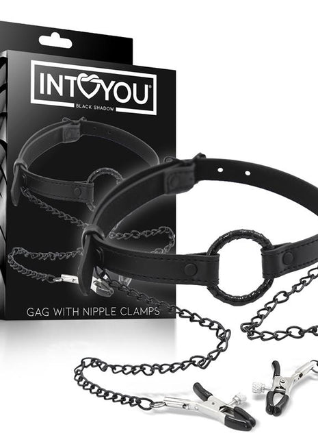 O Ring Gag and Nipple Clamps Vegan Leather
