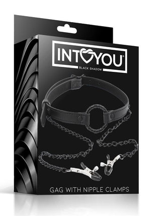 O Ring Gag and Nipple Clamps Vegan Leather