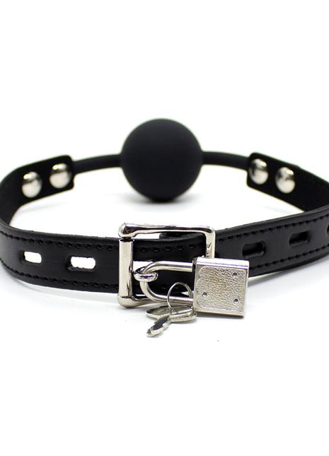 Silicona Ball Gag 4 cm with Padlock Black