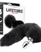 Metal Butt Plug Foxy Tail Velvet Touch 40 cm Black