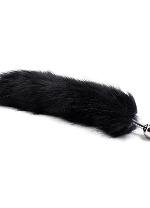 Metal Butt Plug Foxy Tail Velvet Touch 40 cm Black