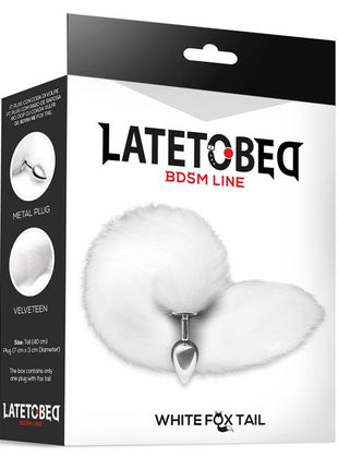 Metal Butt Plug with Foxy Tail Velvet Touch 40 cm White