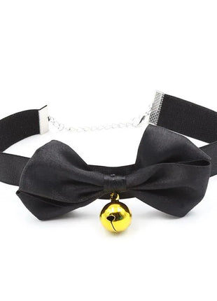 Collar with Bow and Bell 29 cm Size M Black