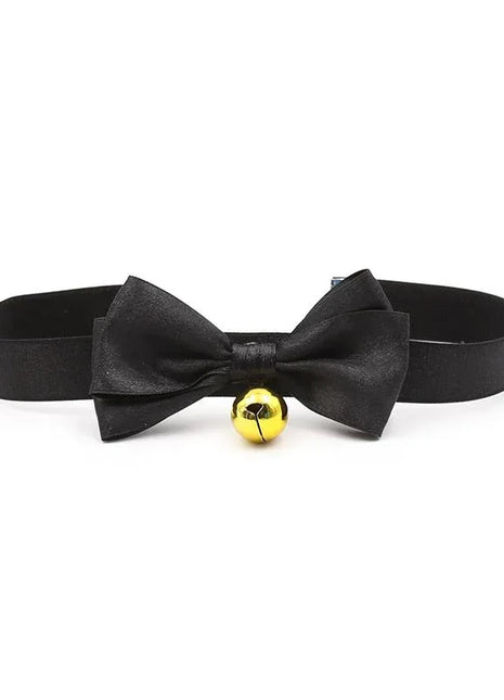 Collar with Bow and Bell 29 cm Size M Black