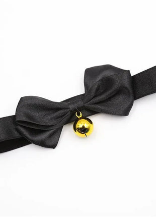 Collar with Bow and Bell 29 cm Size M Black