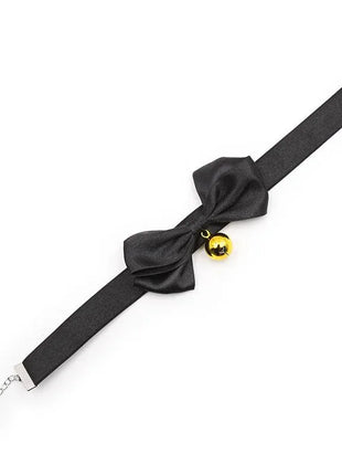 Collar with Bow and Bell 29 cm Size M Black
