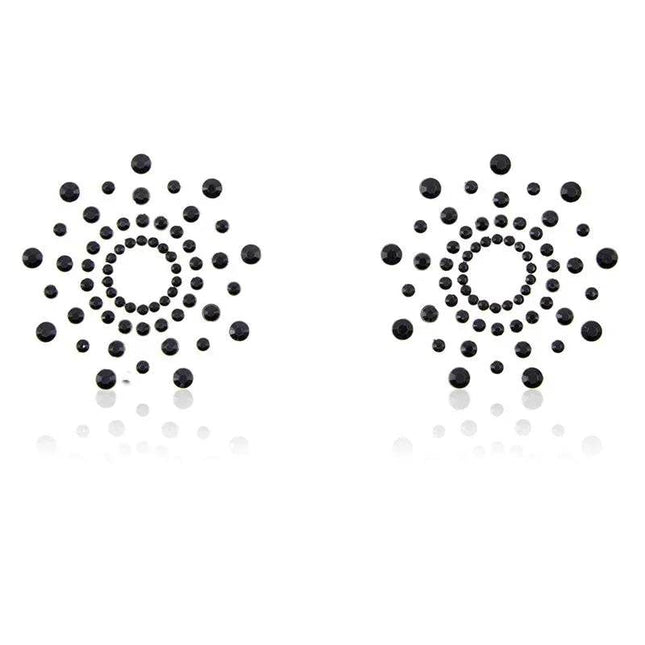 Black snowflake nipple covers with adhesive for stylish and comfortable wear
