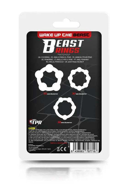 Set of 3 Cock Ring Beaded Flexible Black