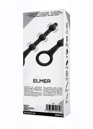 Elmer Beaded Butt Plug with Easy Pull Ring Silicone Black