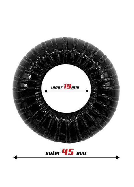 Cock Ring Super Flexible and Resistant Striped 1.9 cm Black
