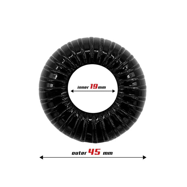 Cock Ring Super Flexible and Resistant Striped 1.9 cm Black