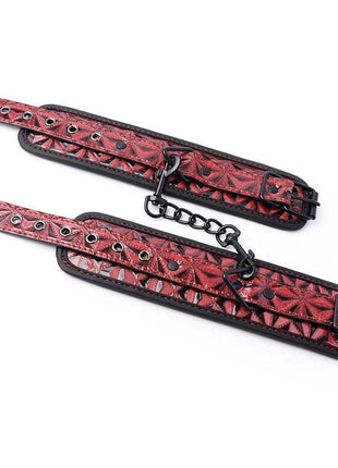 Adjustable Ankle Cuffs Diamond Vegan Leather
