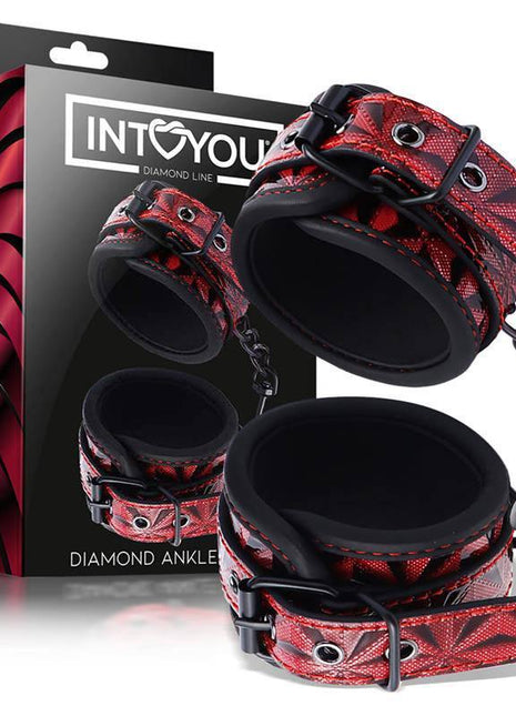 Adjustable Ankle Cuffs Diamond Vegan Leather