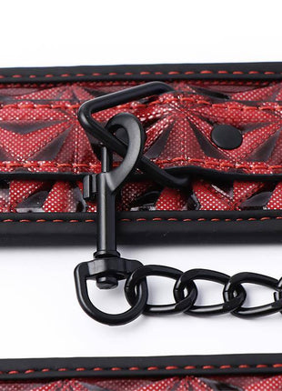 Adjustable Ankle Cuffs Diamond Vegan Leather
