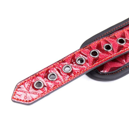 Adjustable Collar With Leash Diamond Vegan Leather