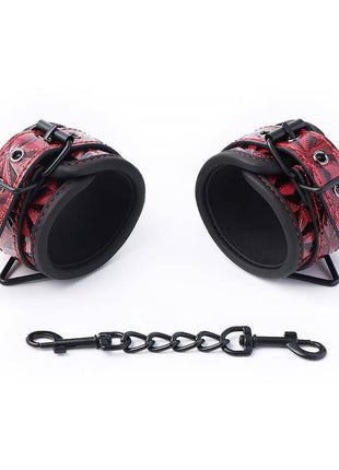 Adjustable Padded Handcuffs Diamond Vegan Leather