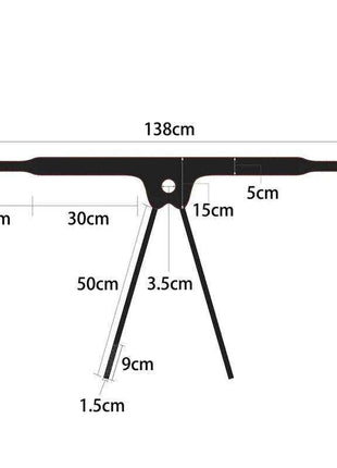 Adjustable Strap on harness with black adjustable straps and central fastening plate, shown with 138 cm and strap measurements