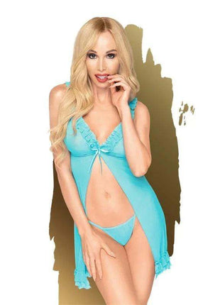After Sunset Chemise Blue elegant nightwear with lace accents and adjustable straps