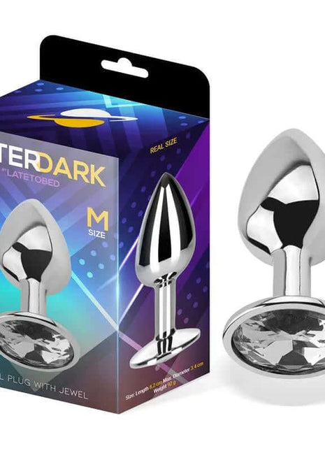 Butt Plug with Jewel Diamond White Size M Aluminium