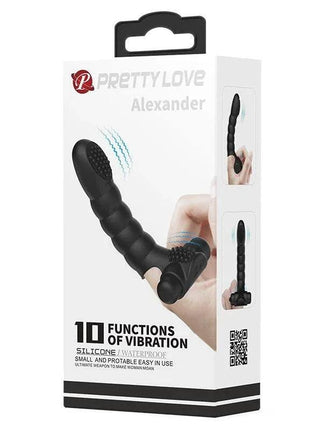Alexander Vibrating Finger Sleeve made of body-safe silicone with multiple vibration modes and rechargeable battery