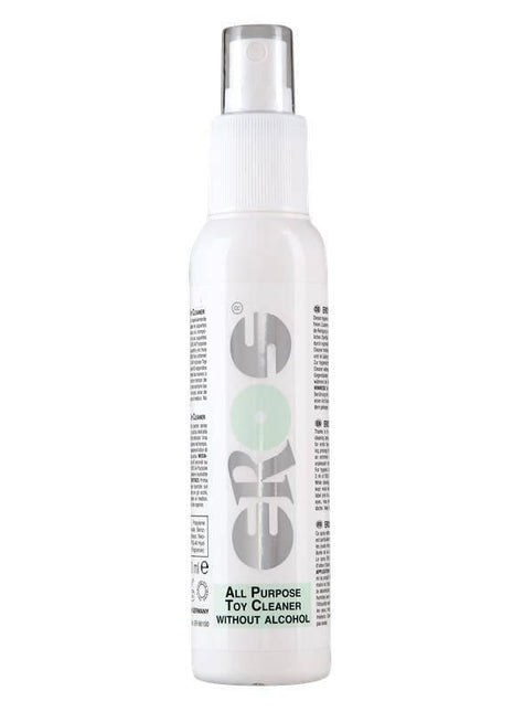 All Purpose Toy Cleaner in a slim white spray bottle with a clear cap and pale green label, 100 ml