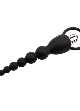 Anal Chain Elite Power black silicone beaded anal chain with a tapered shaft, rounded stopper and retrieval ring