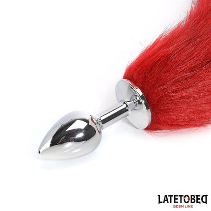 Anal plug with tail Dark Red 40 cm