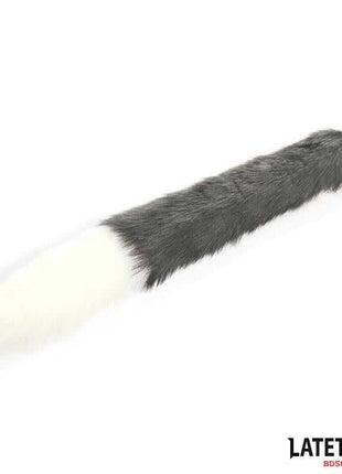 Anal Plug with Tail - Elegant 40cm Gray & White