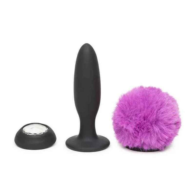 Purple anal plug with vibration and double base for safe, comfortable, and customizable pleasure