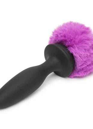 Purple anal plug with vibration and double base, body-safe silicone, large size, ergonomic design